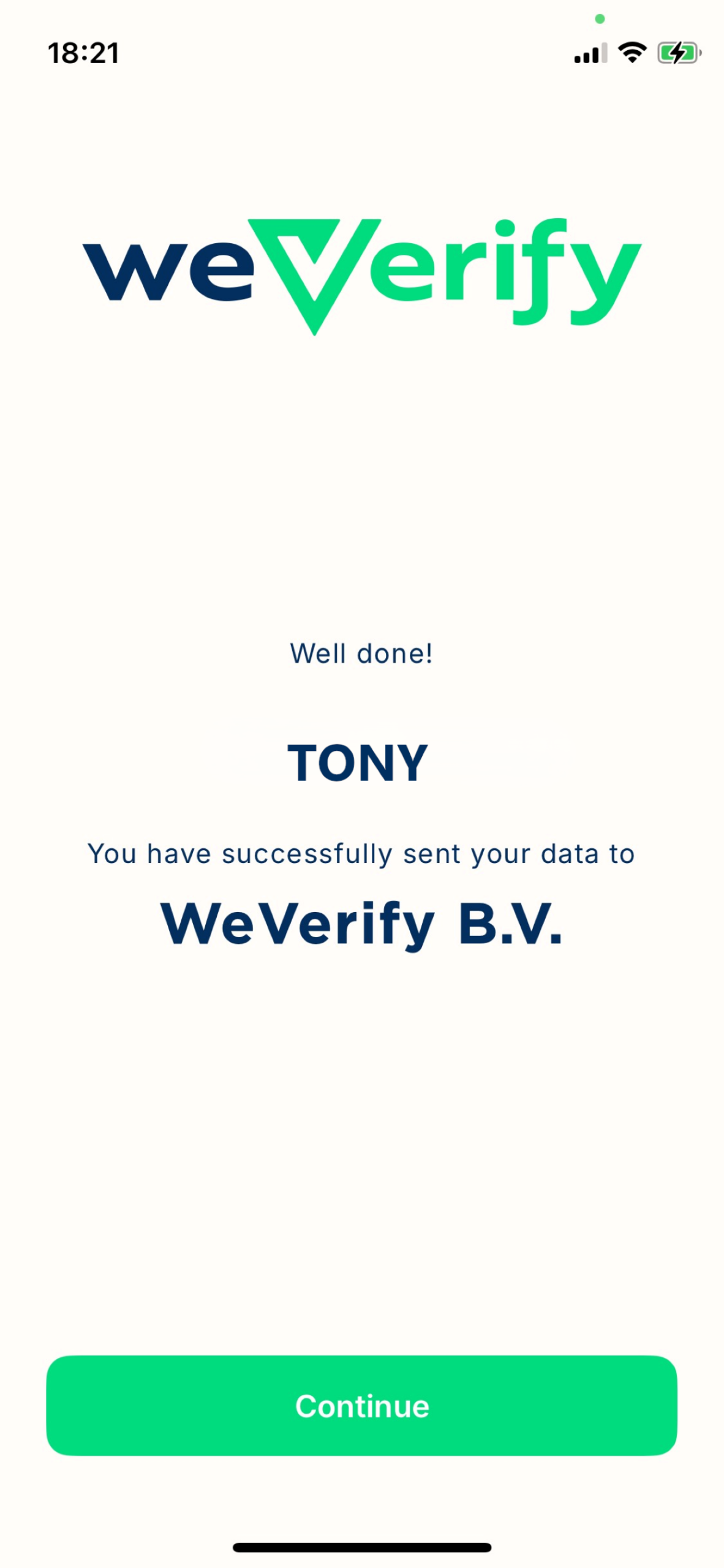WeVerify document integrity screens in the mobile app
